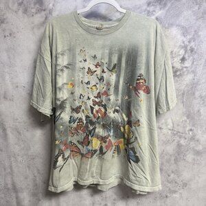 Vintage Y2K Butterfly T Shirt Mens 3XL 25x26.5 AOP All Over Print David Penfound